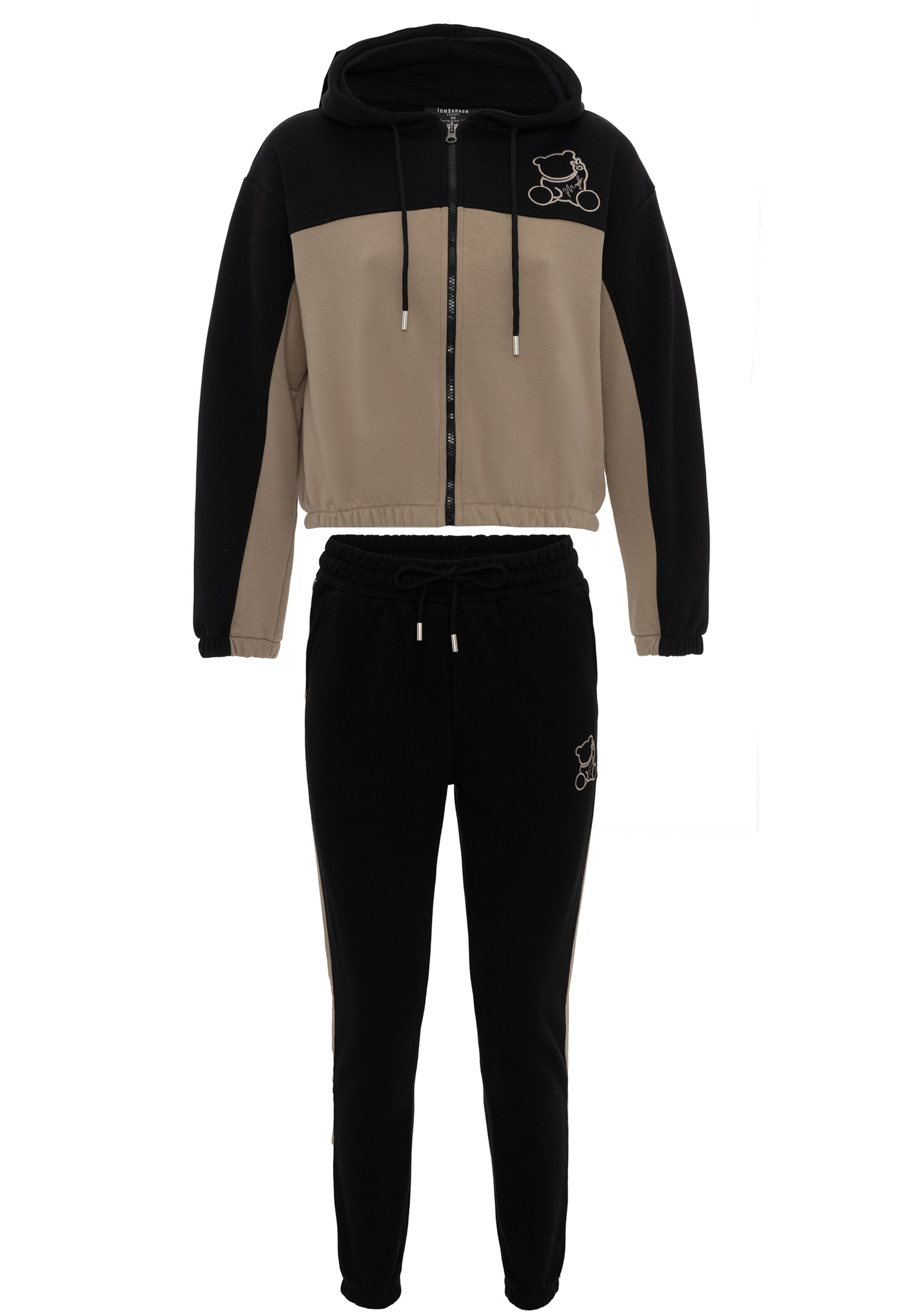 Tom Barron Trainingsanzug in beige / schwarz, Produktansicht