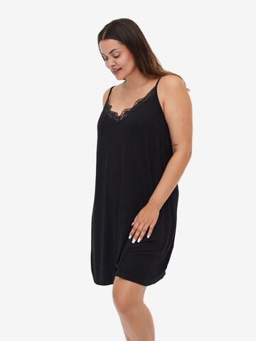 Zizzi - Camisa de noite 'LACE' em preto: frente