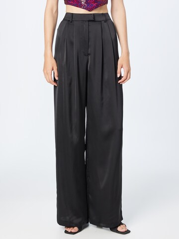 Nasty Gal Wide leg Pleat-front trousers in Black: front