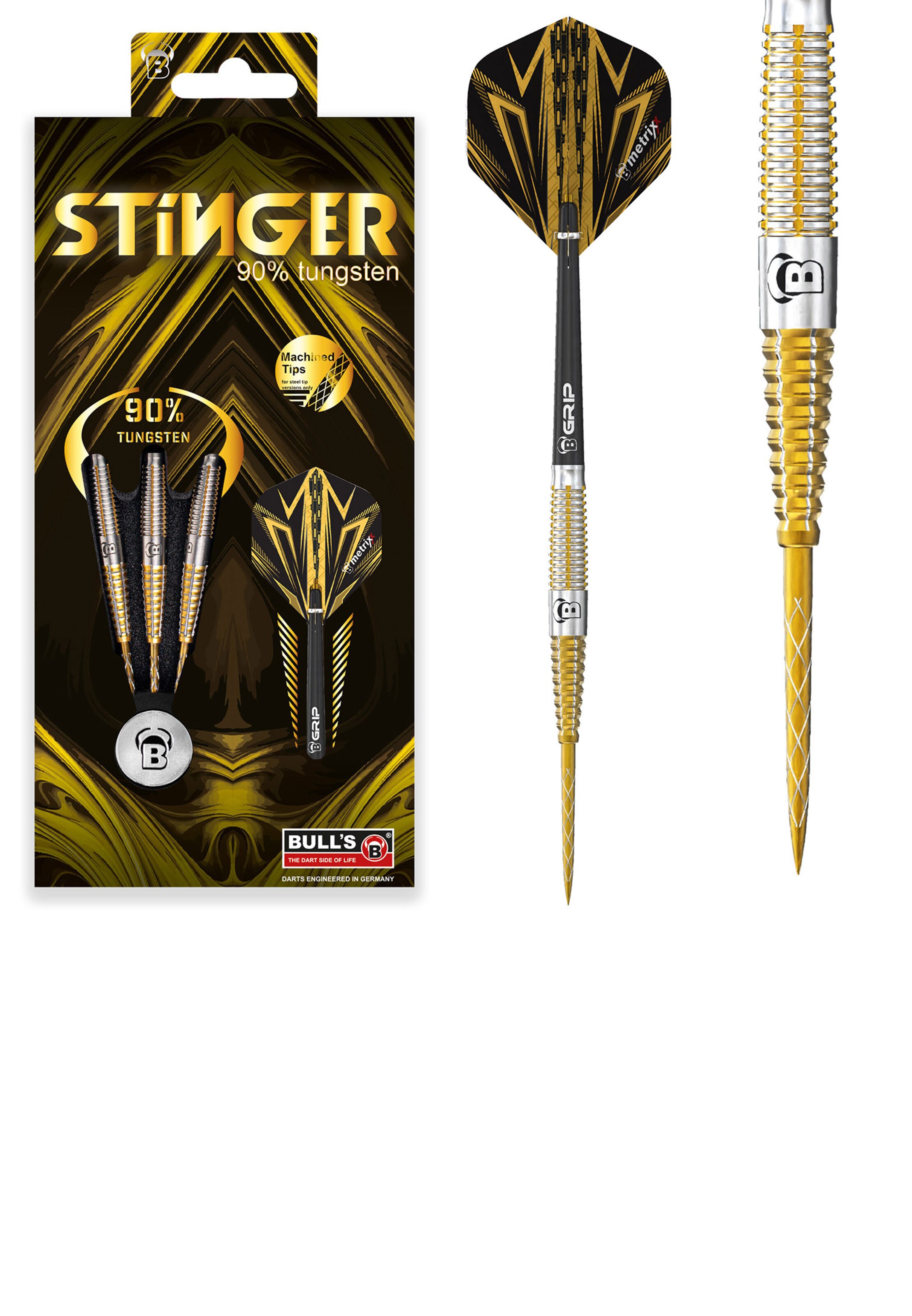 BULL'S Steeldarts ' Stinger Dartpfeile 90% Tungsten Darts-Set Profi 25 Gramm' in Gelb: Vorderseite
