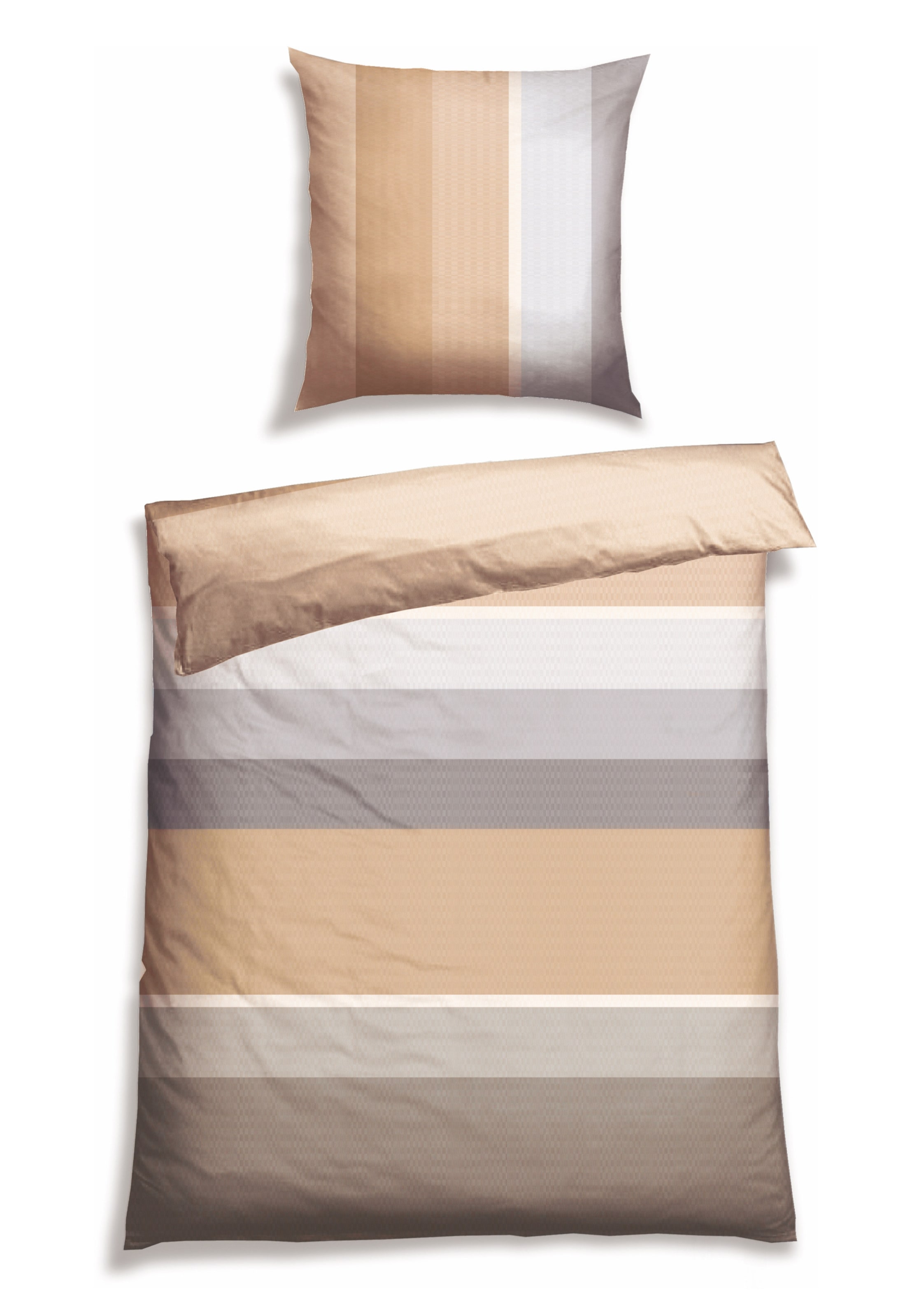 SCHIESSER Dekbedovertrek 'Endy Stripes' in Beige