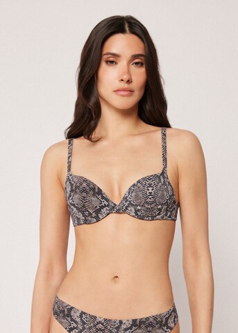 CALZEDONIA T-shirt Bikini Top 'Classic Snake' in Grey: front