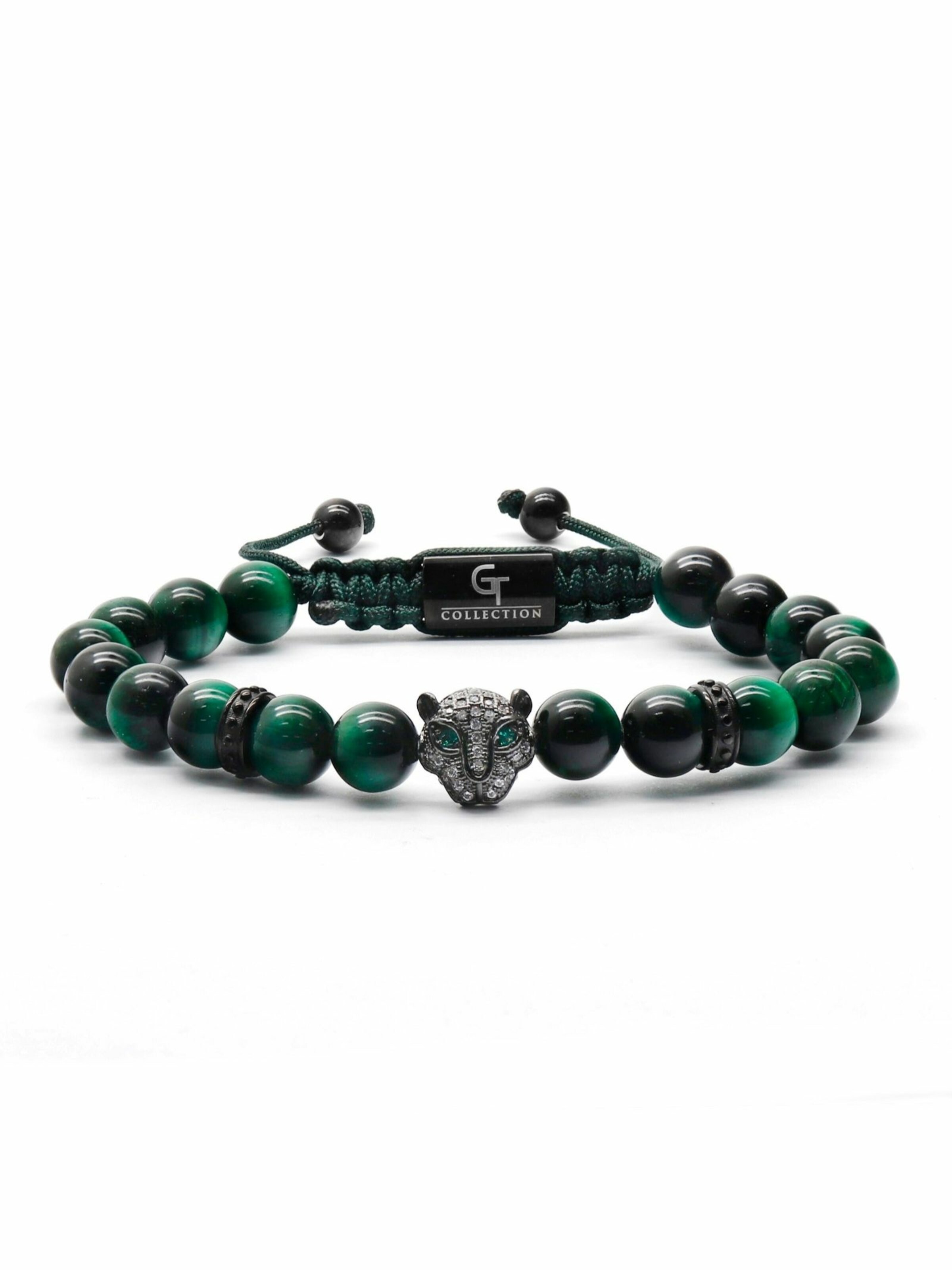 Bracelet 'Leopard Head' GT Collection en vert : devant