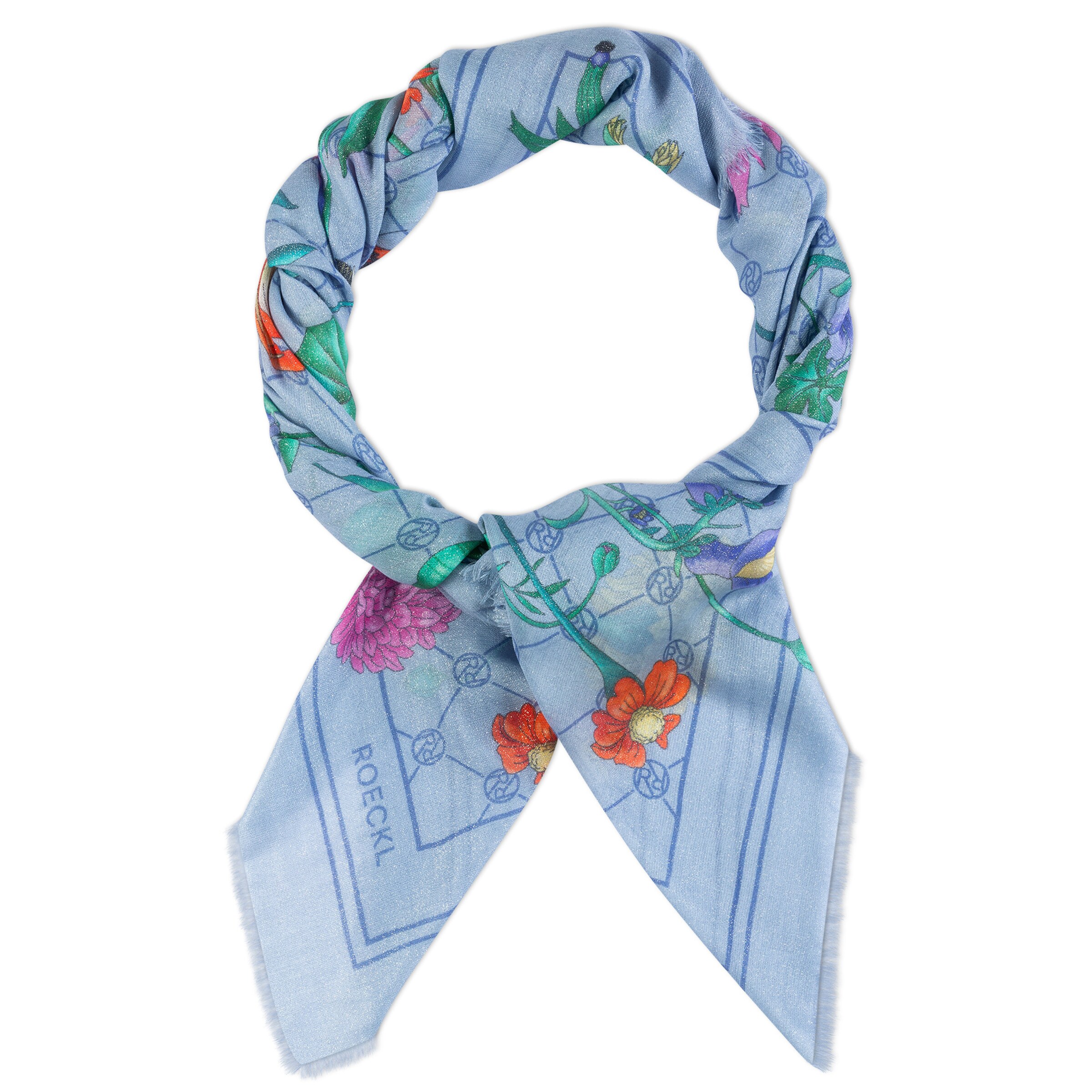 Roeckl Doek 'GLOWING BOUQUET' in Blauw