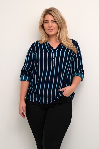 KAFFE CURVE Blouse 'sida' in Blauw: voorkant