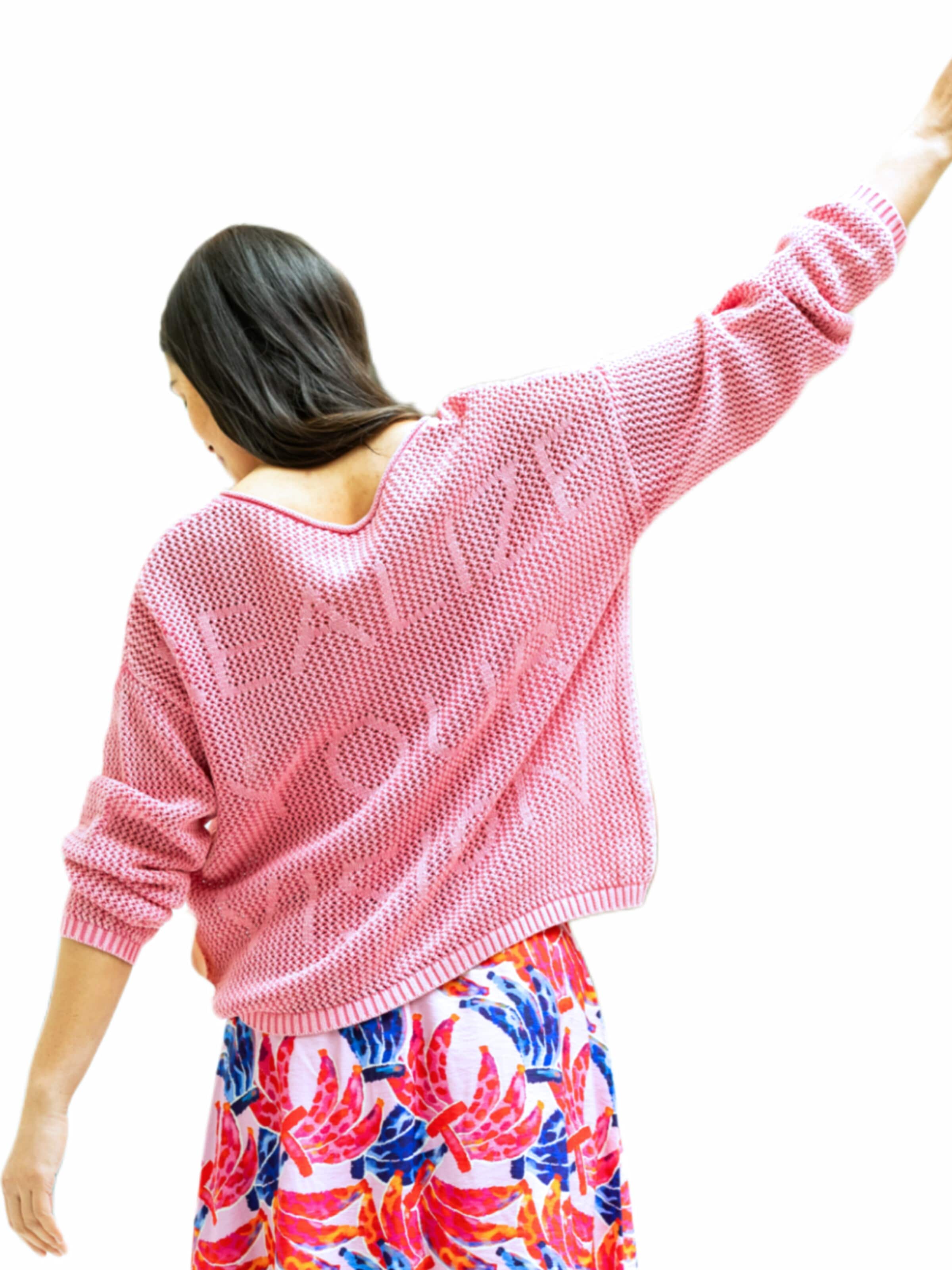 LIKS. Munich Sweater 'Strickpullover aus Baumwolle mit Lochmuster - Alina' in Pink: front