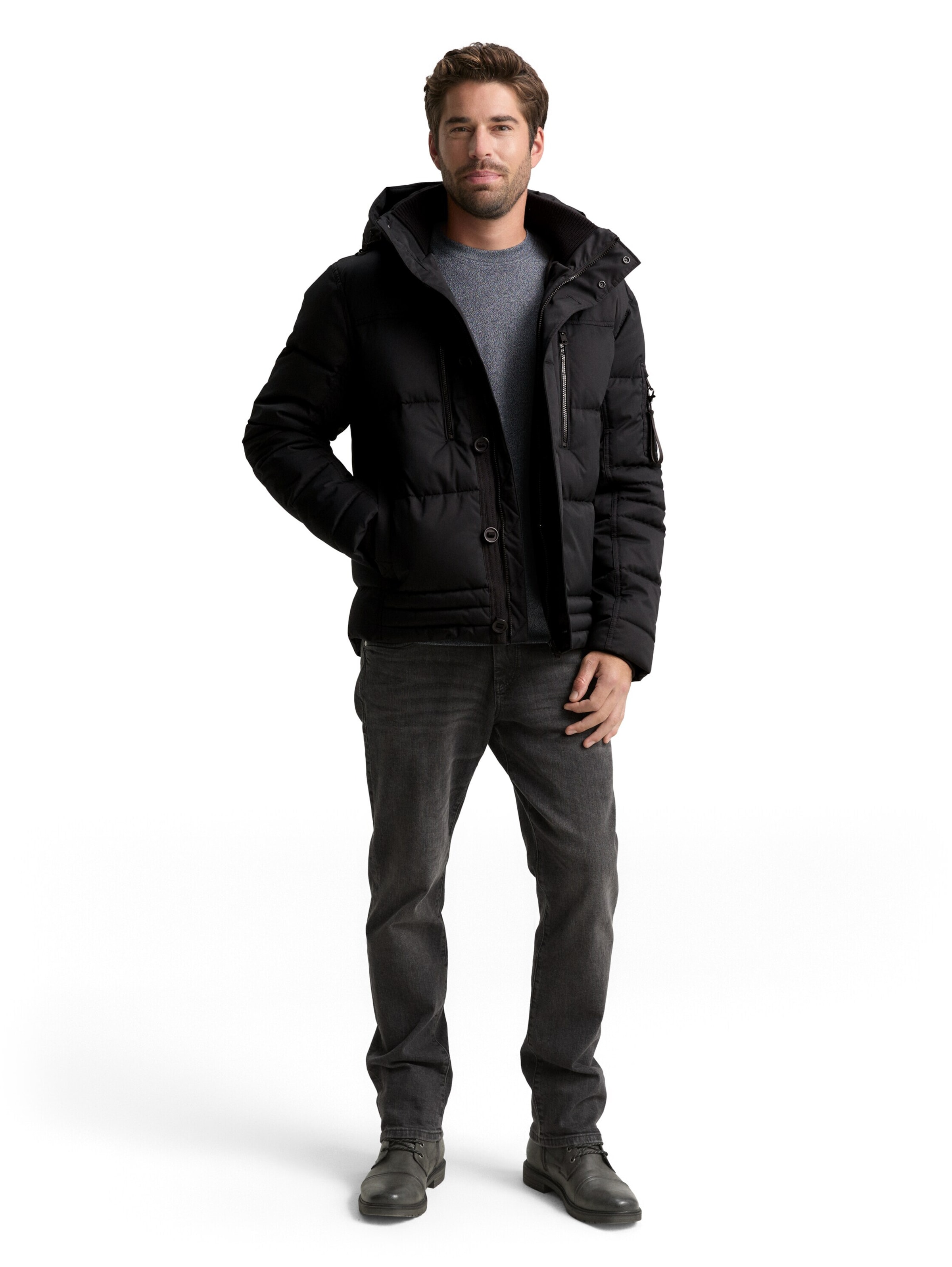 TOM TAILOR Winterjacke in Schwarz: Vorderseite