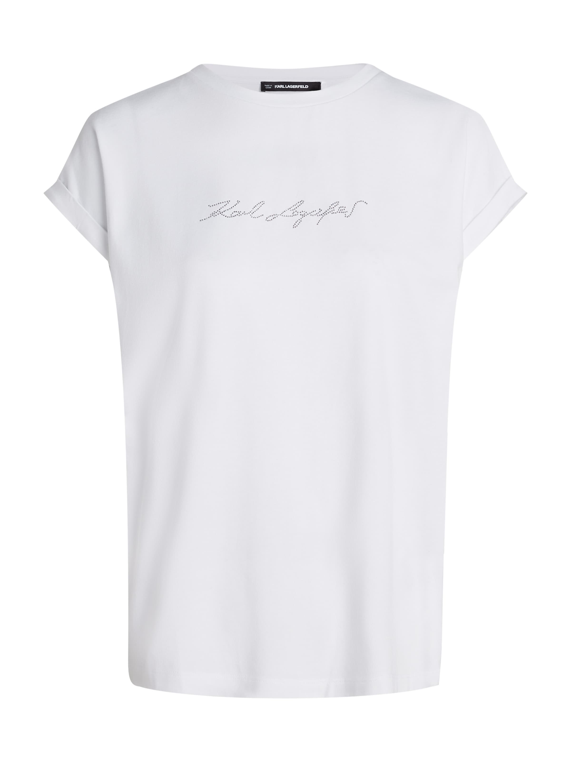 Karl Lagerfeld T-shirt ' KARL SIGNATURE T-SHIRT MIT STRASS ' i vit: framsida