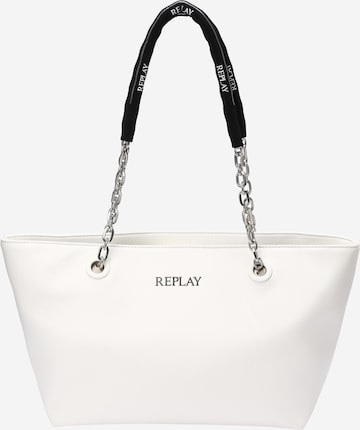 REPLAY "Чанта тип ""Shopper""" в бяло: отпред