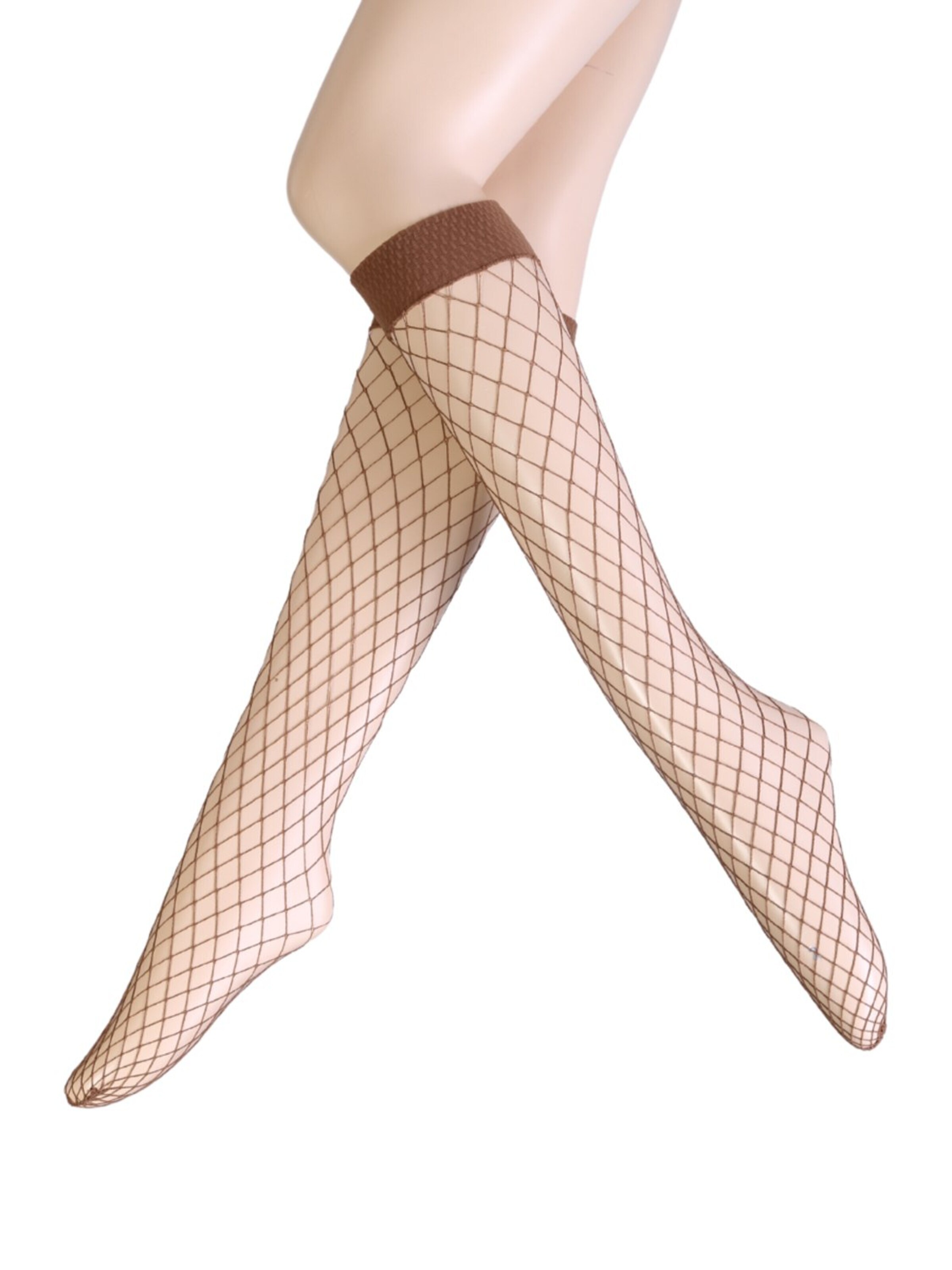 Sokisahtel Socks 'RETE GRANDI fishnet knee-highs' in Beige: front