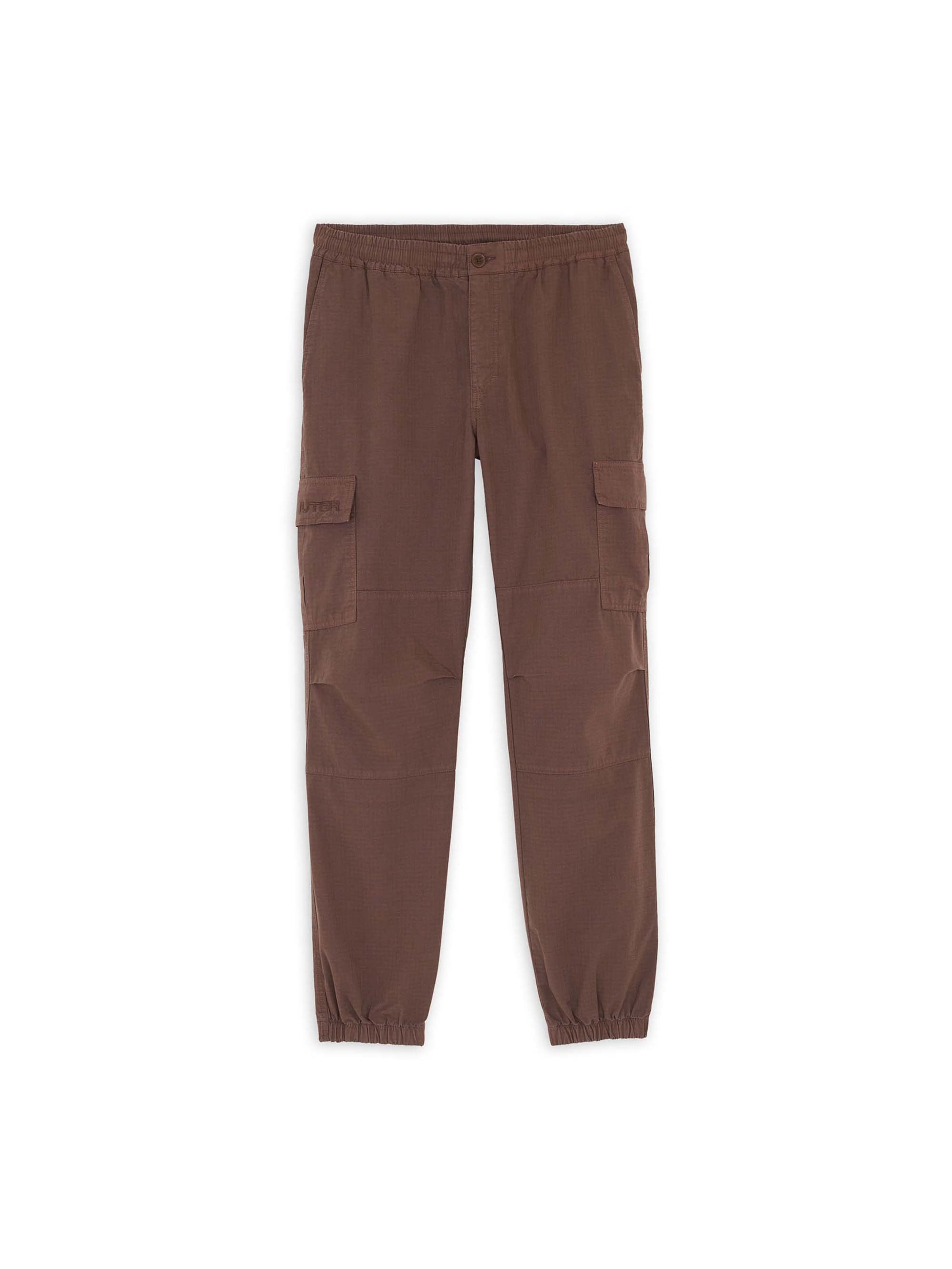 IUTER Tapered Broek 'Ripstop' in Bruin: voorkant