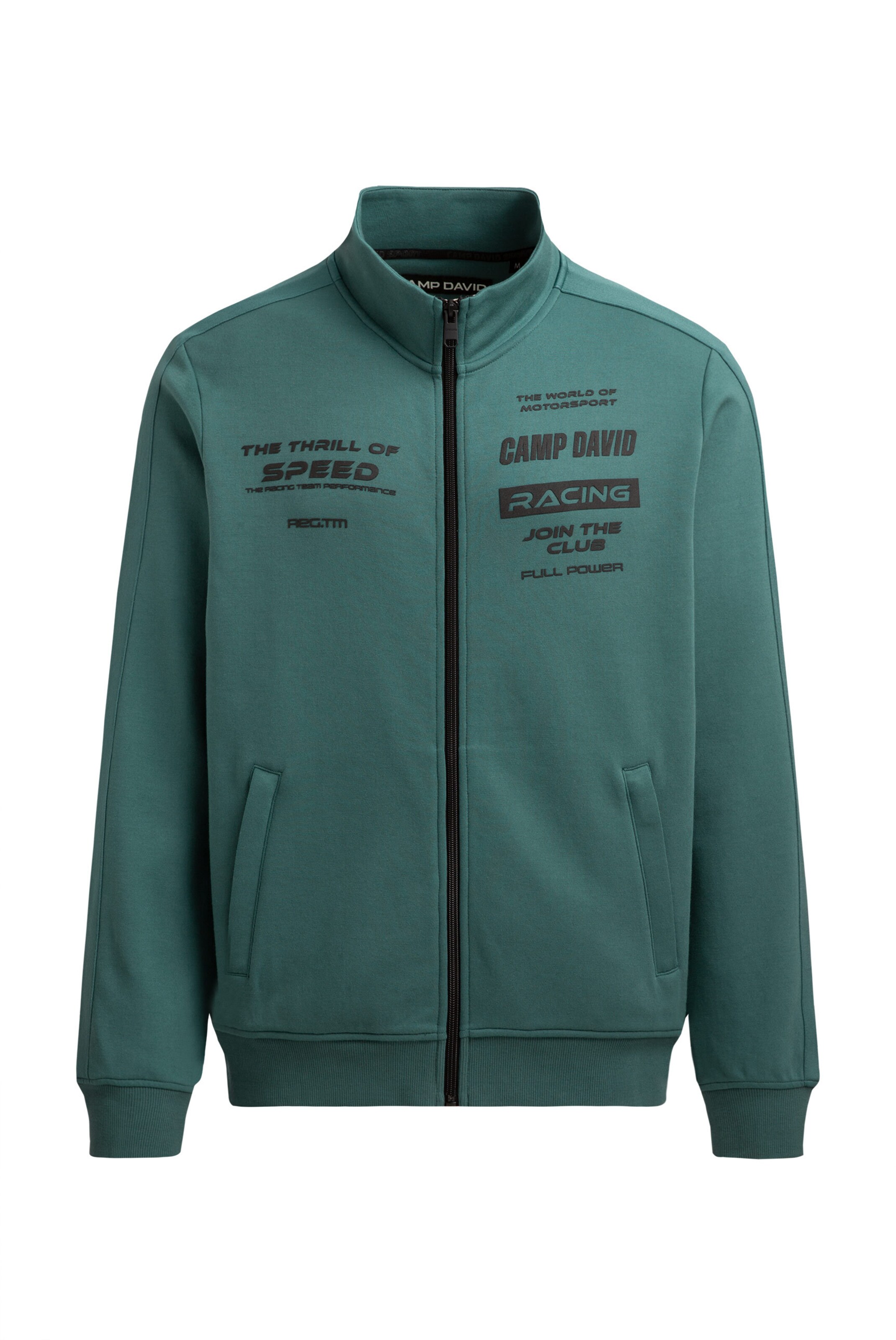 CAMP DAVID Zip-Up Hoodie in Green: front