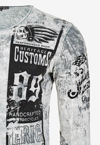 Rusty Neal Langarmshirt mit plakativem Front & Back Print in Grau