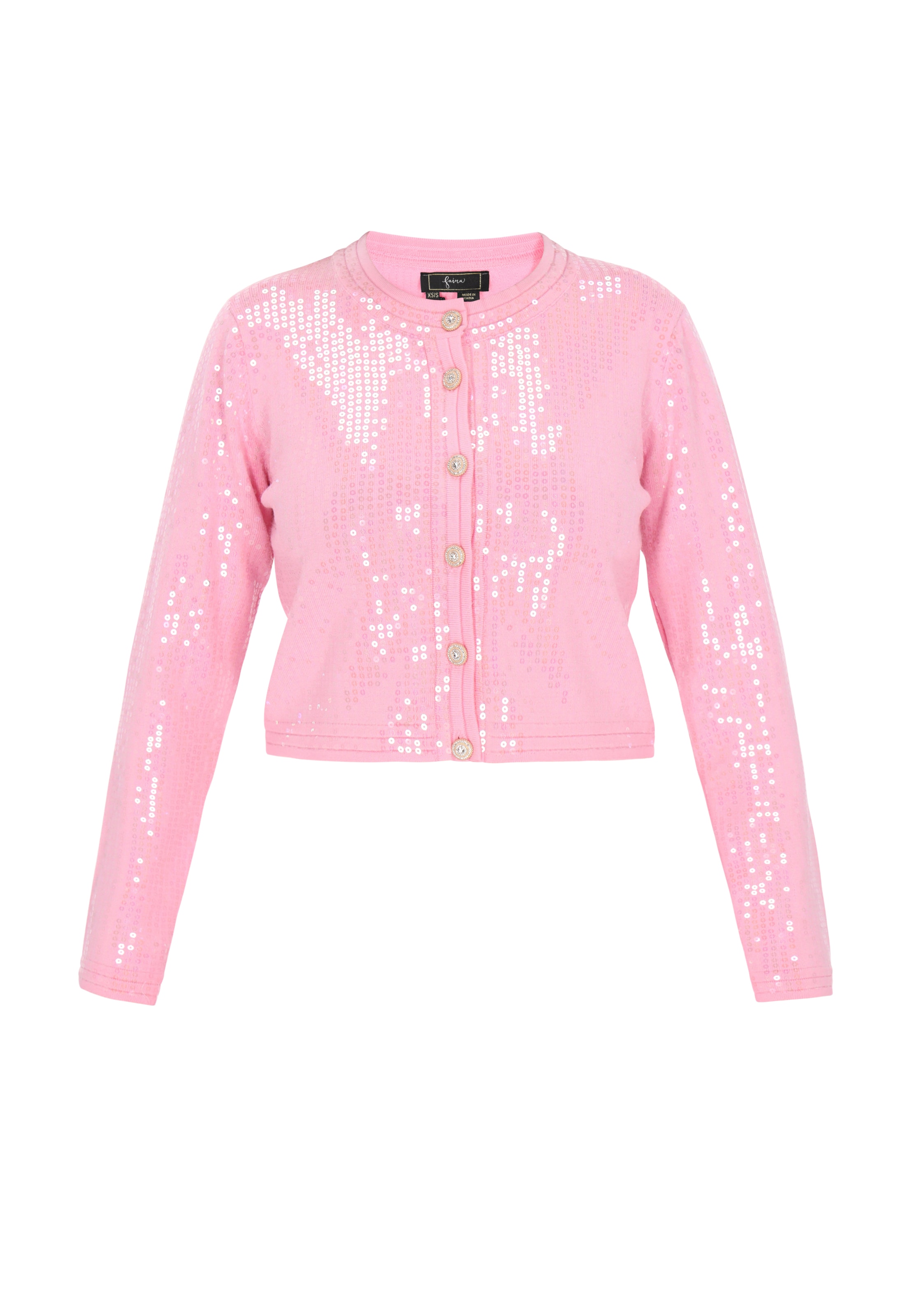 faina Πλεκτή ζακέτα 'Fashion Look' σε ροζ: μπροστά