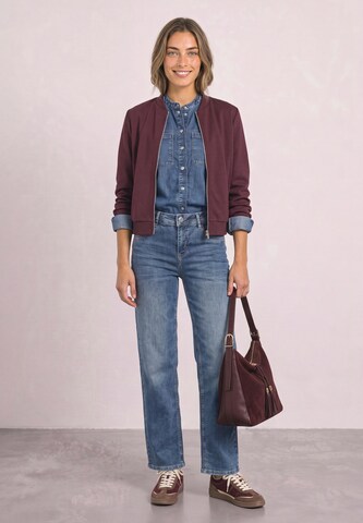 STREET ONE Regular Straight Leg Jeans mit Knopfdetails in Blau: Vorderseite