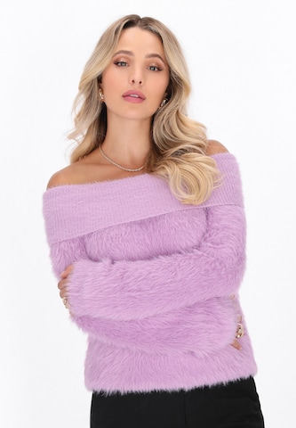 Pull-over faina en violet : devant