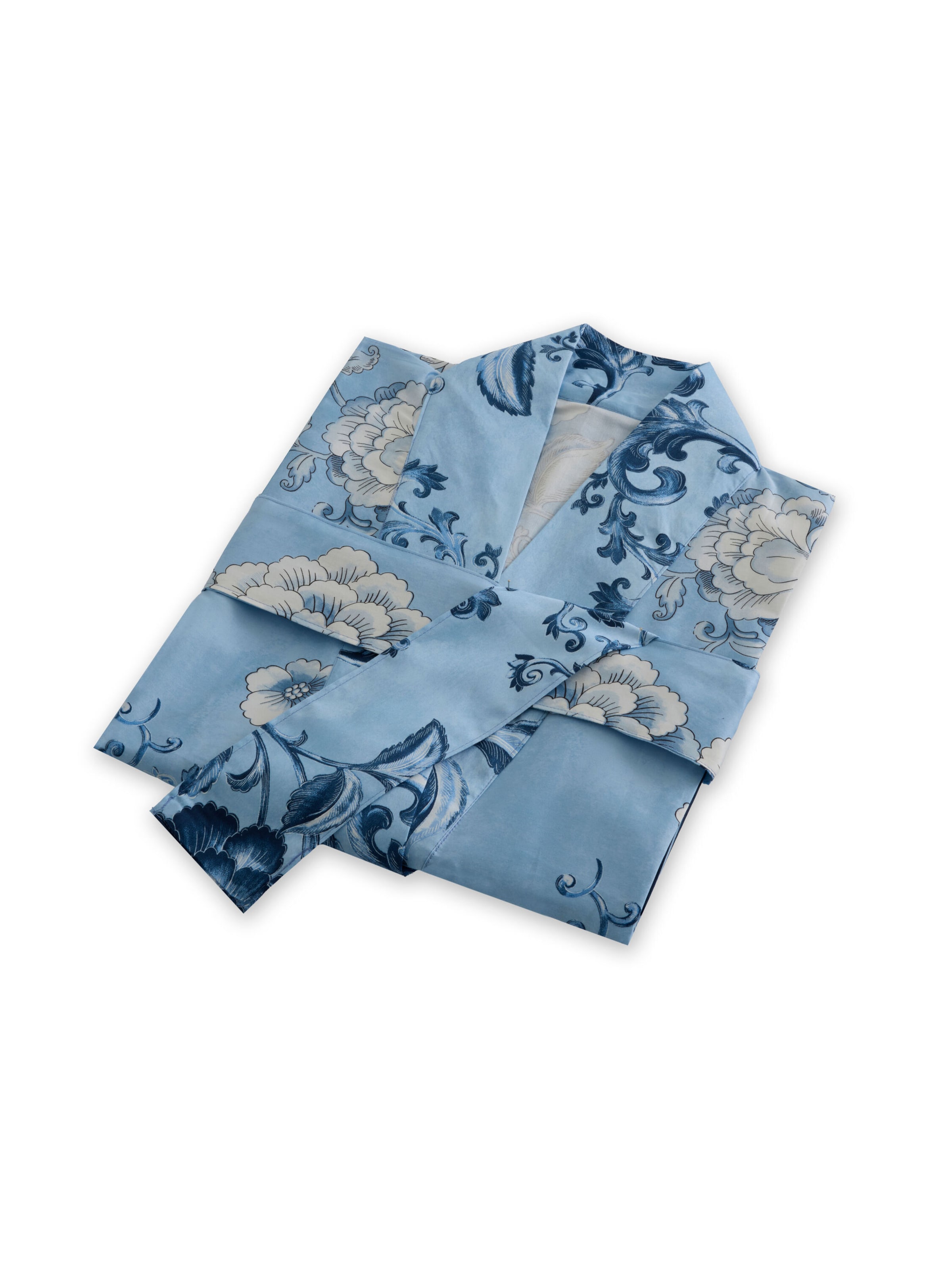 BASSETTI Kimono 'PARAGGI'  aus reinem Baumwollsatin in Blau