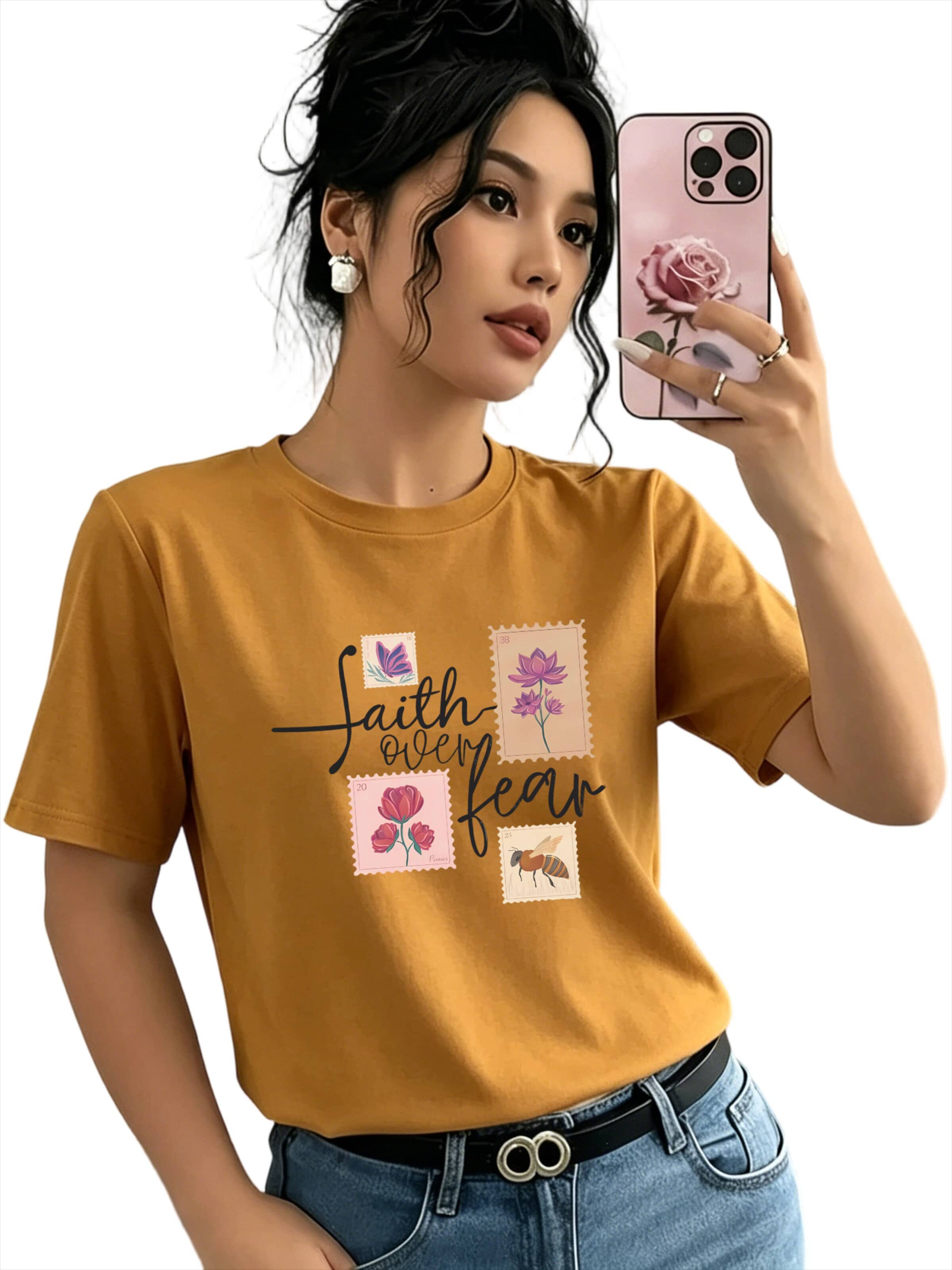 T-shirt oversize GORHEY en orange : devant