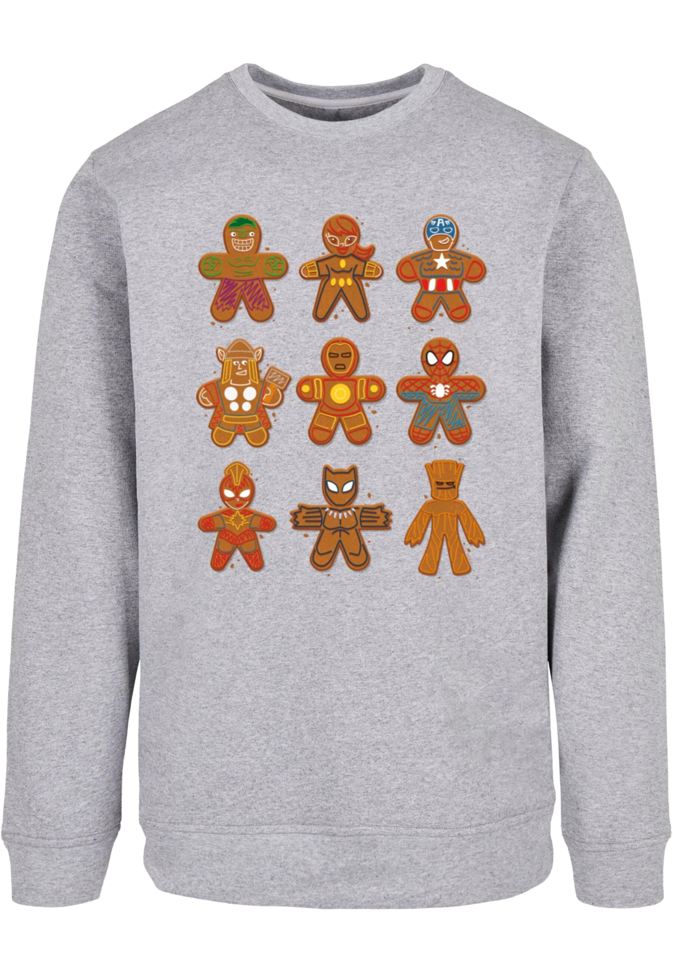 Felpa 'Marvel Universe - Christmas Gingerbread Avengers' di ABSOLUTE CULT in grigio: frontale