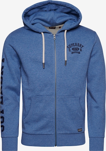 Superdry Zip-Up Hoodie 'Gym Athletic' in Blue: front