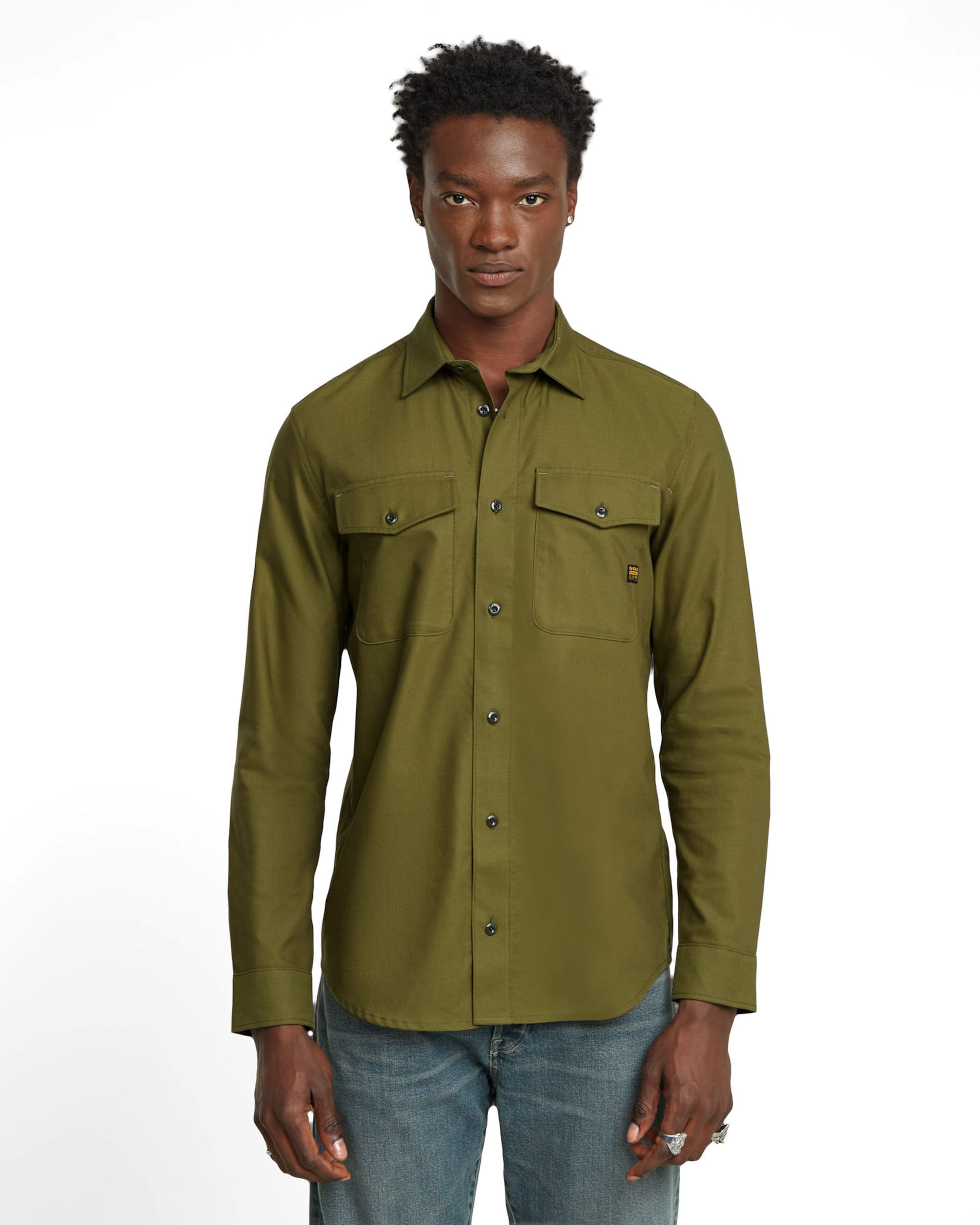 G-STAR Regular fit Overhemd 'Marine' in Groen: voorkant