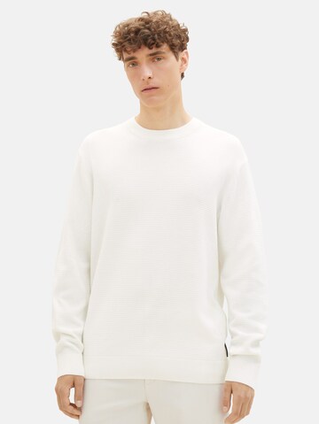 TOM TAILOR DENIM Sweater in White: front