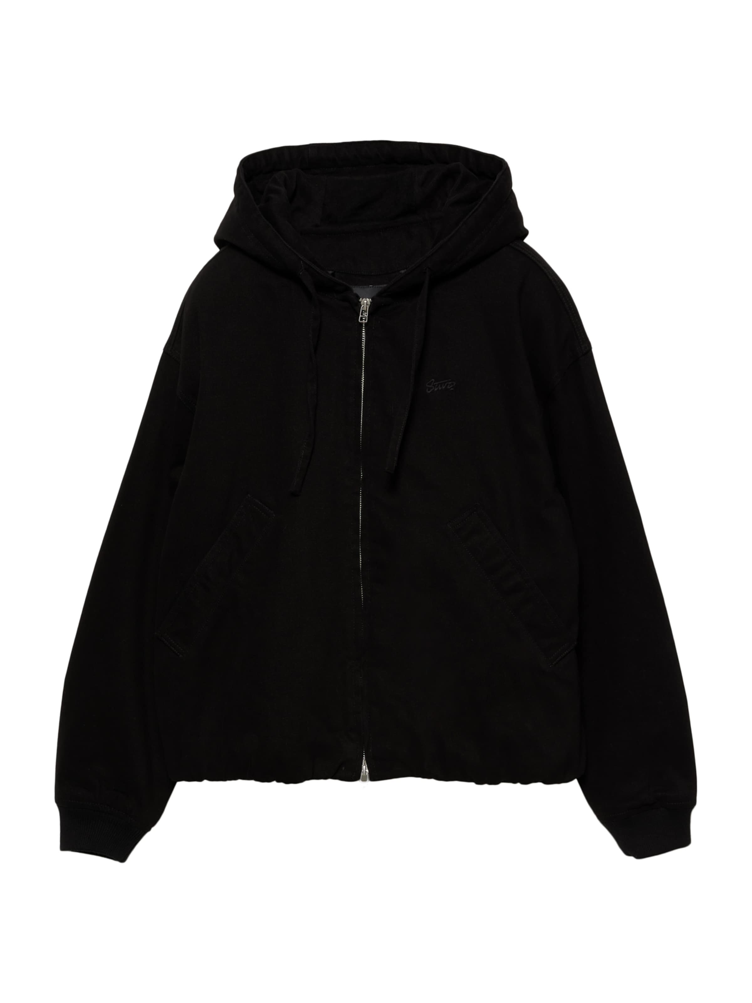 Geacă de primăvară-toamnă 'STWD' de la Pull&Bear pe negru: față