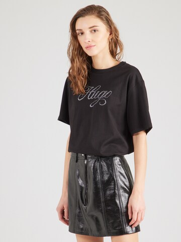 HUGO - Camiseta en negro: frente