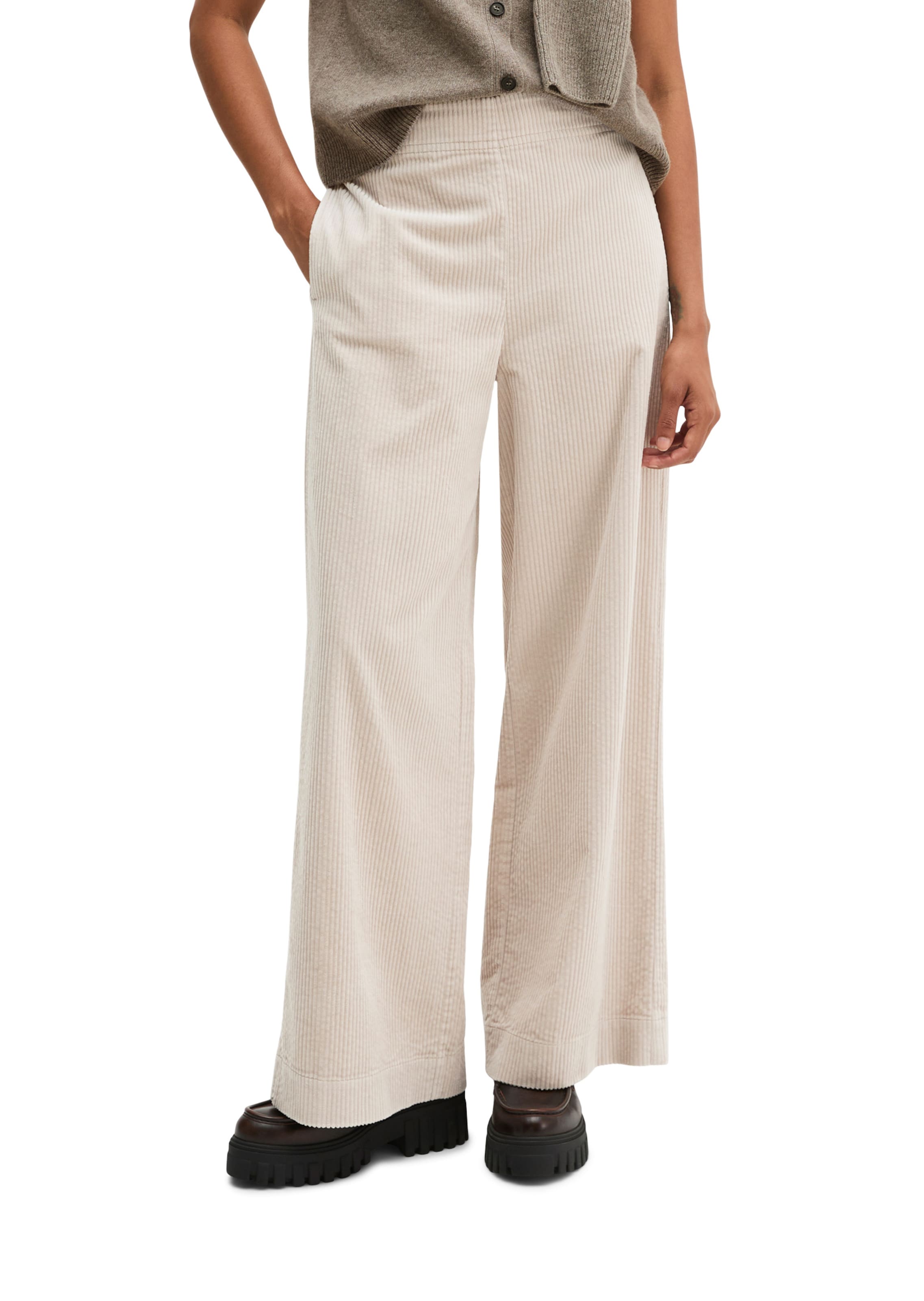 Marc O'Polo Wide leg Broek in Beige: voorkant