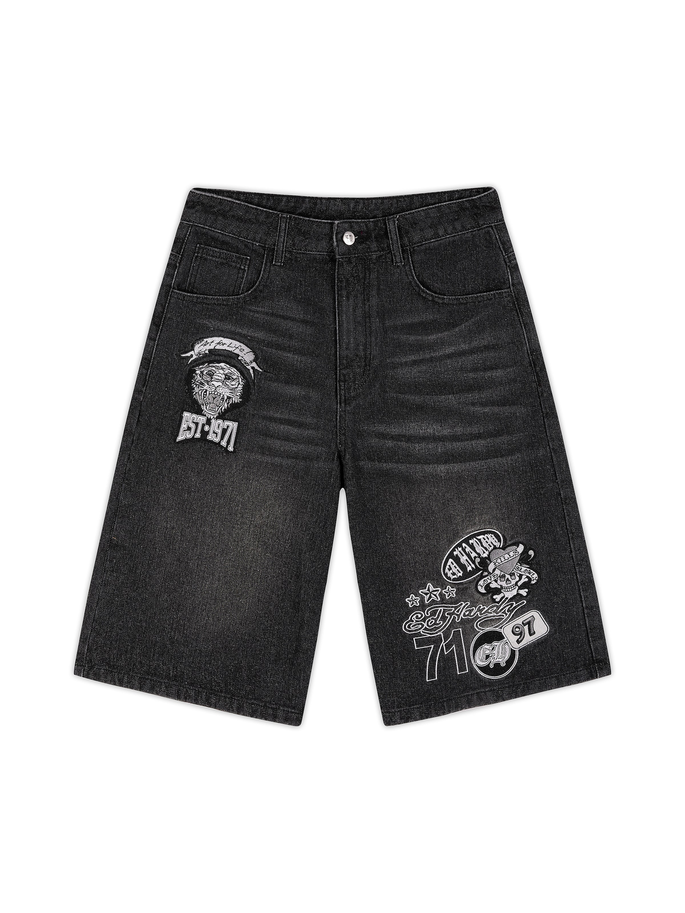 Wide Leg Jean Ed Hardy en noir : devant