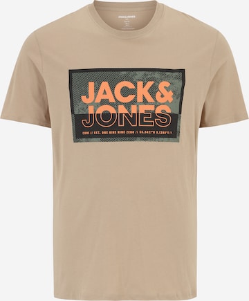 T-Shirt 'LOGAN' Jack & Jones Plus en beige : devant