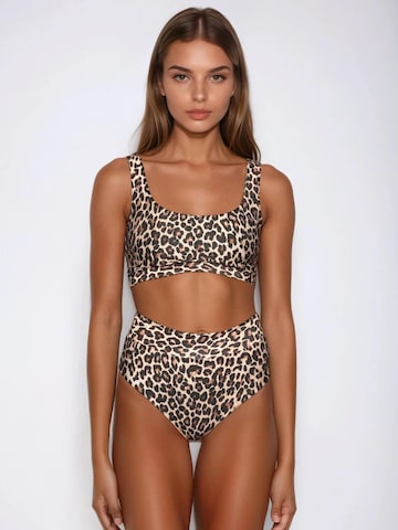Flavia Valentini Bustier Bikini 'Minerva Bralette Bikini High Waist – Leopard' in Bruin: voorkant