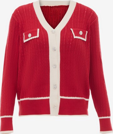 NALLY Knit Cardigan in Red: front