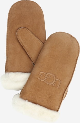 UGG - Luvas de polegar 'SHEARLING' em castanho: frente