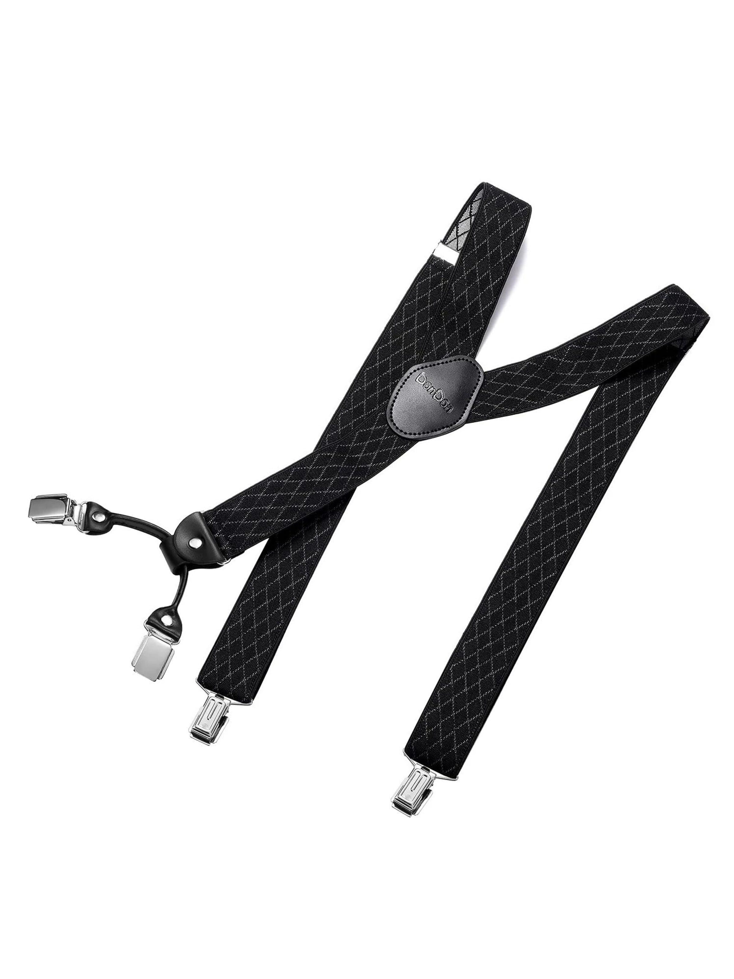 DonDon Suspenders 'DonDon Hosenträger Herren 3,5 cm breit dunkelrot für Anzug Jeans Chinos Vintage' in XS-XL in mottled black, Item view