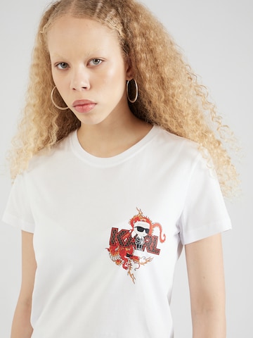 Karl Lagerfeld T-shirt 'Ikonik lny' i vit