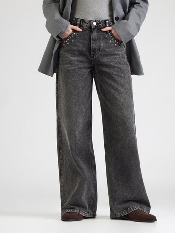 co'couture Wide leg Τζιν σε μαύρο: μπροστά