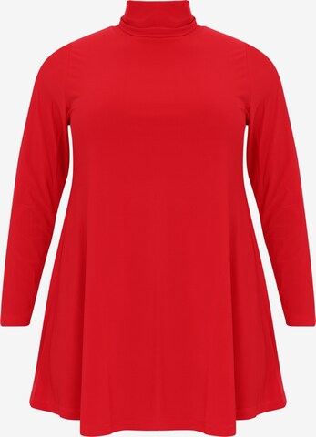 Yoek Tunic 'High Neck' in Red: front