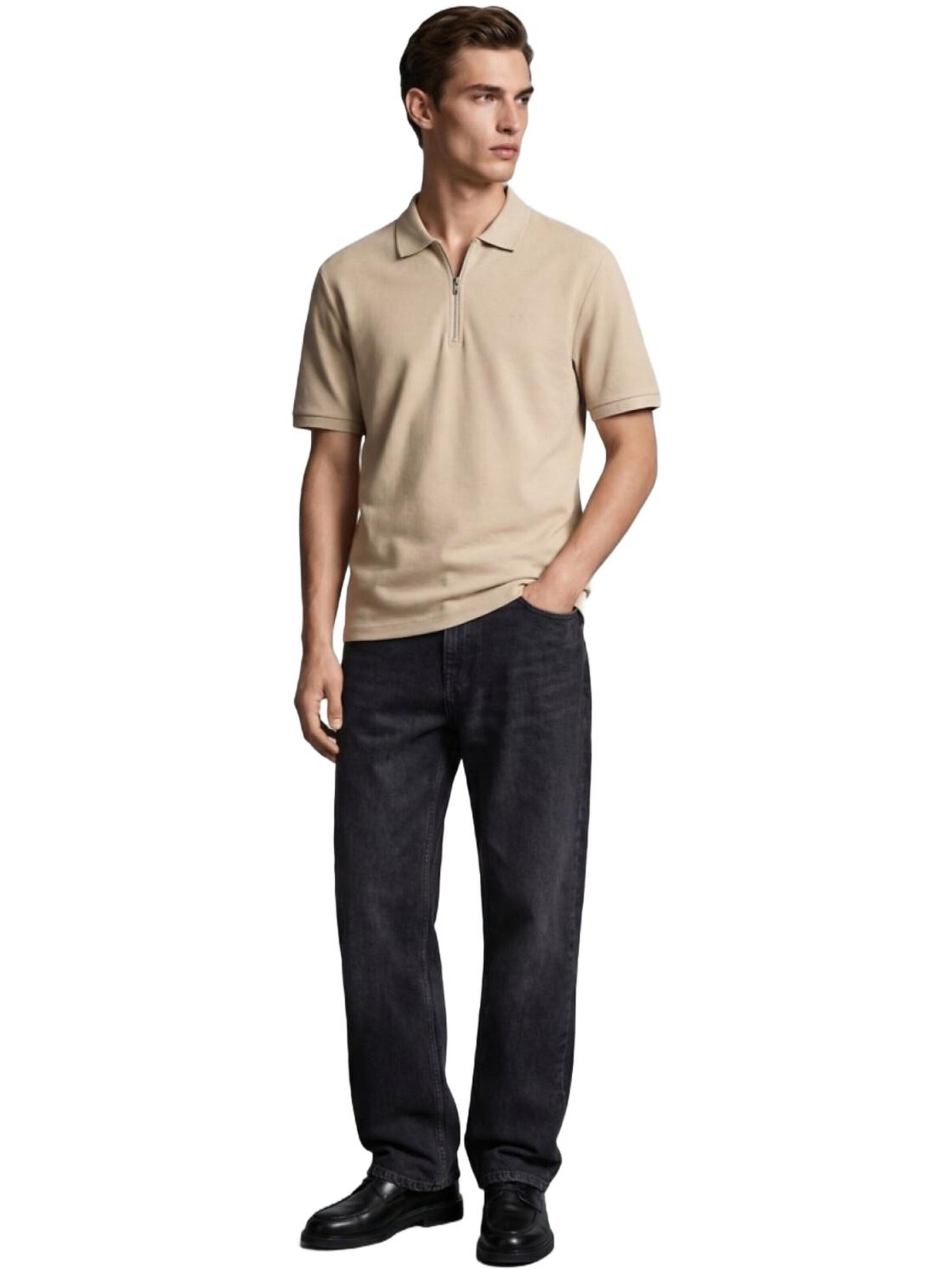 Maglietta 'Zip Polo Shirt' di LTB Jeans in beige: frontale