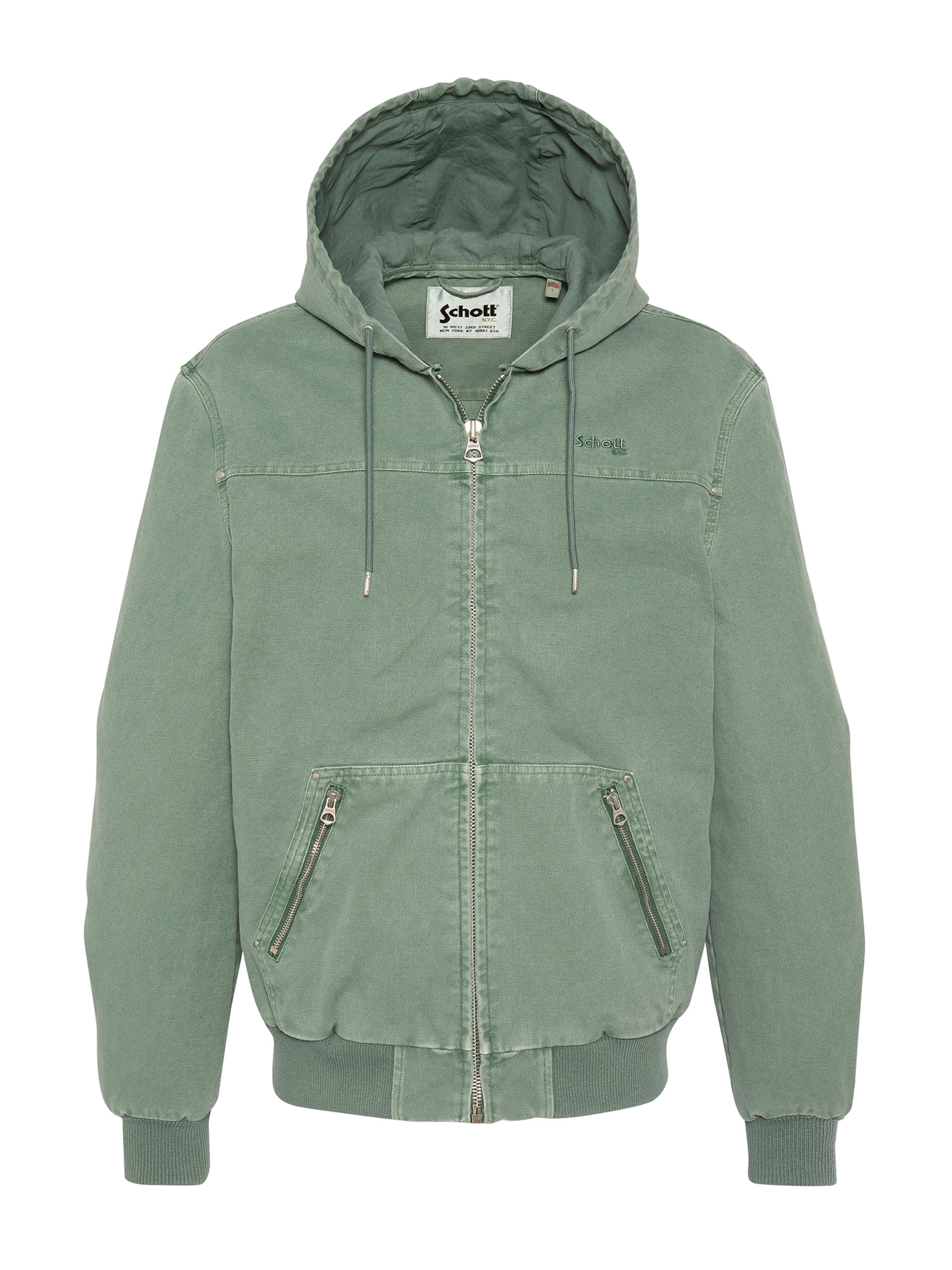 Manteau mi-saison Schott NYC en vert : devant