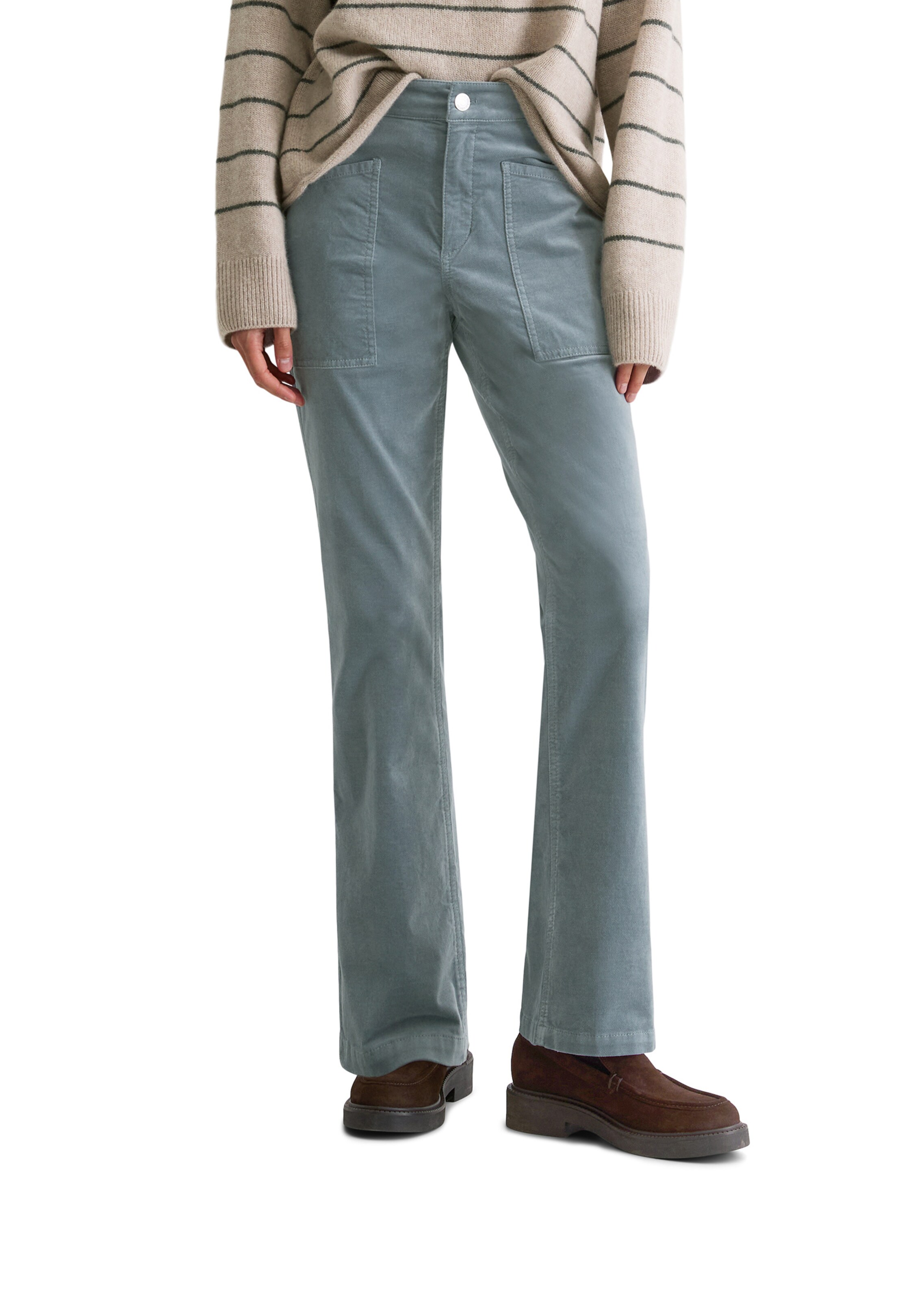 Marc O'Polo Flared Broek in Blauw: voorkant