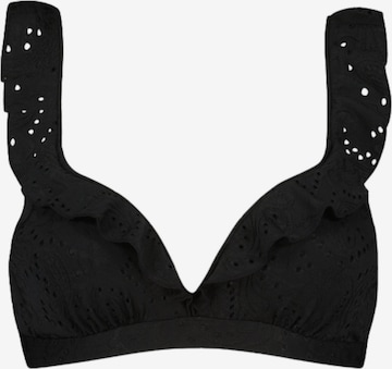 Beachlife Triangle Bikini Top 'Black Embroidery' in Black: front