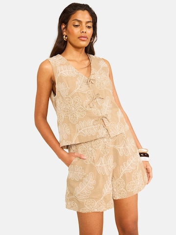 love & roses Loosefit Bandplooibroek 'Cornelli' in Beige: voorkant