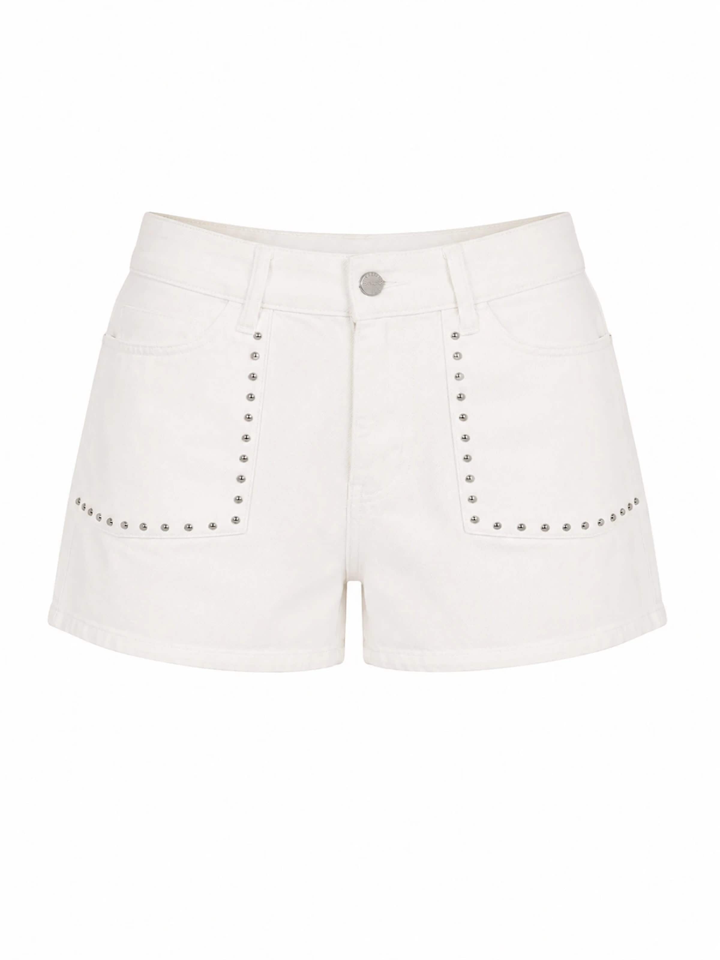 IT'S BASIC Regular Jeans 'SUPER MINI SHORT' in Wit: voorkant