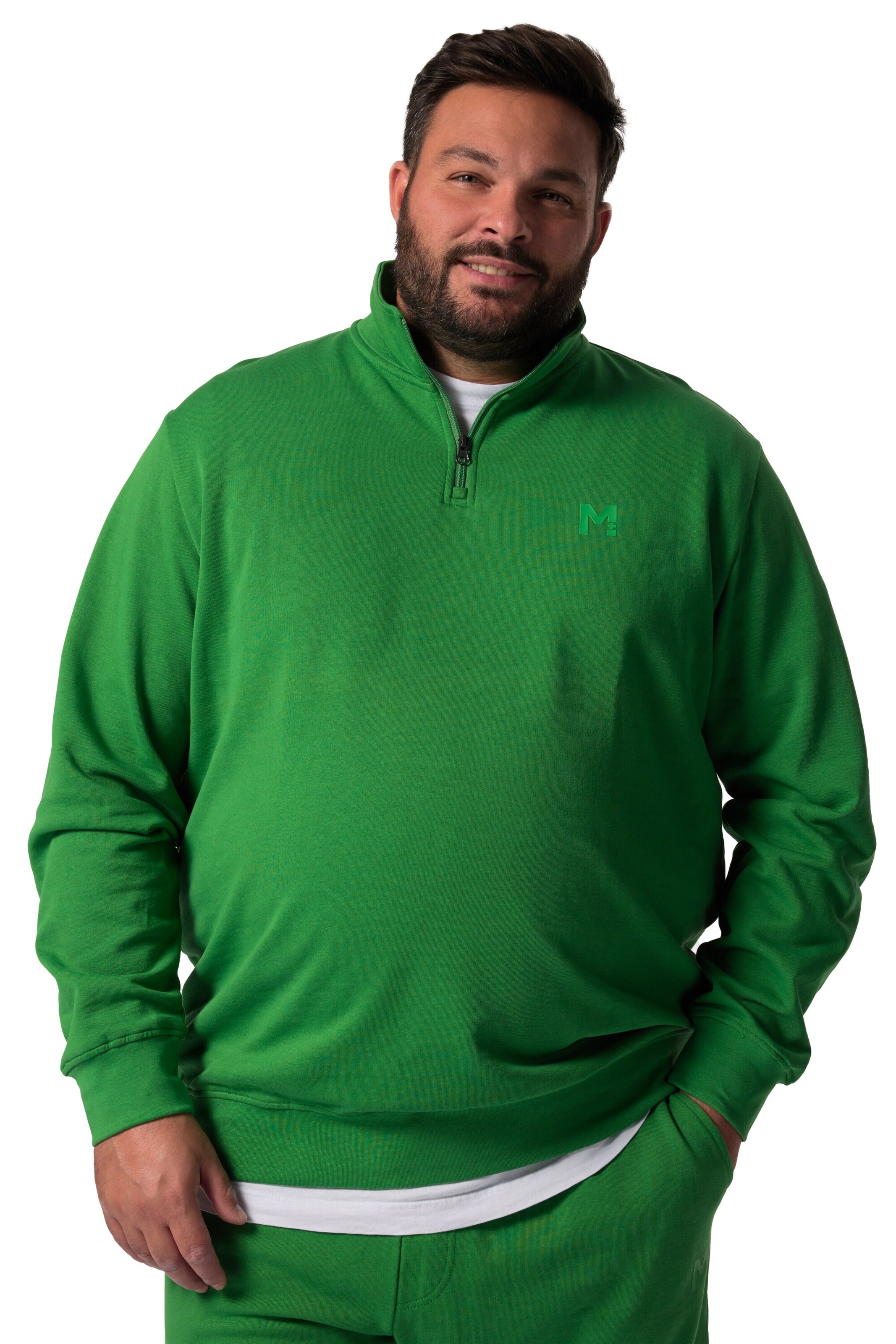 Men Plus Sweatshirt in Groen: voorkant