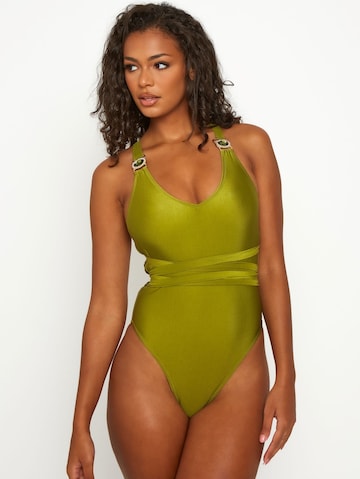 Moda Minx Bustier Badpak 'Amour' in Groen: voorkant