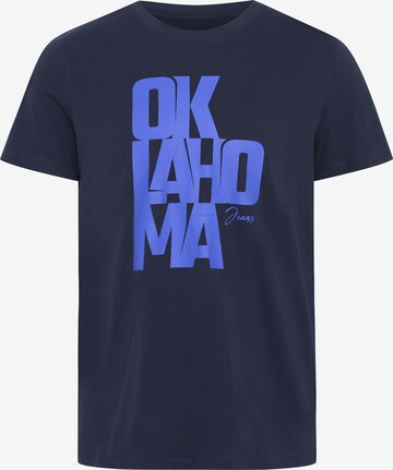 Oklahoma Jeans T-Shirt ' mit Label-Schriftzug aus Jersey ' in Blau: predná strana