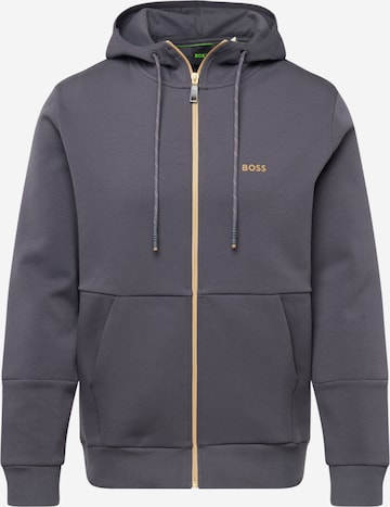 BOSS Green Zip-Up Hoodie 'Saggy 1' in Grey: front