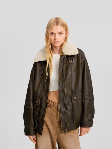 Bershka Between-season jacket in Brown: front