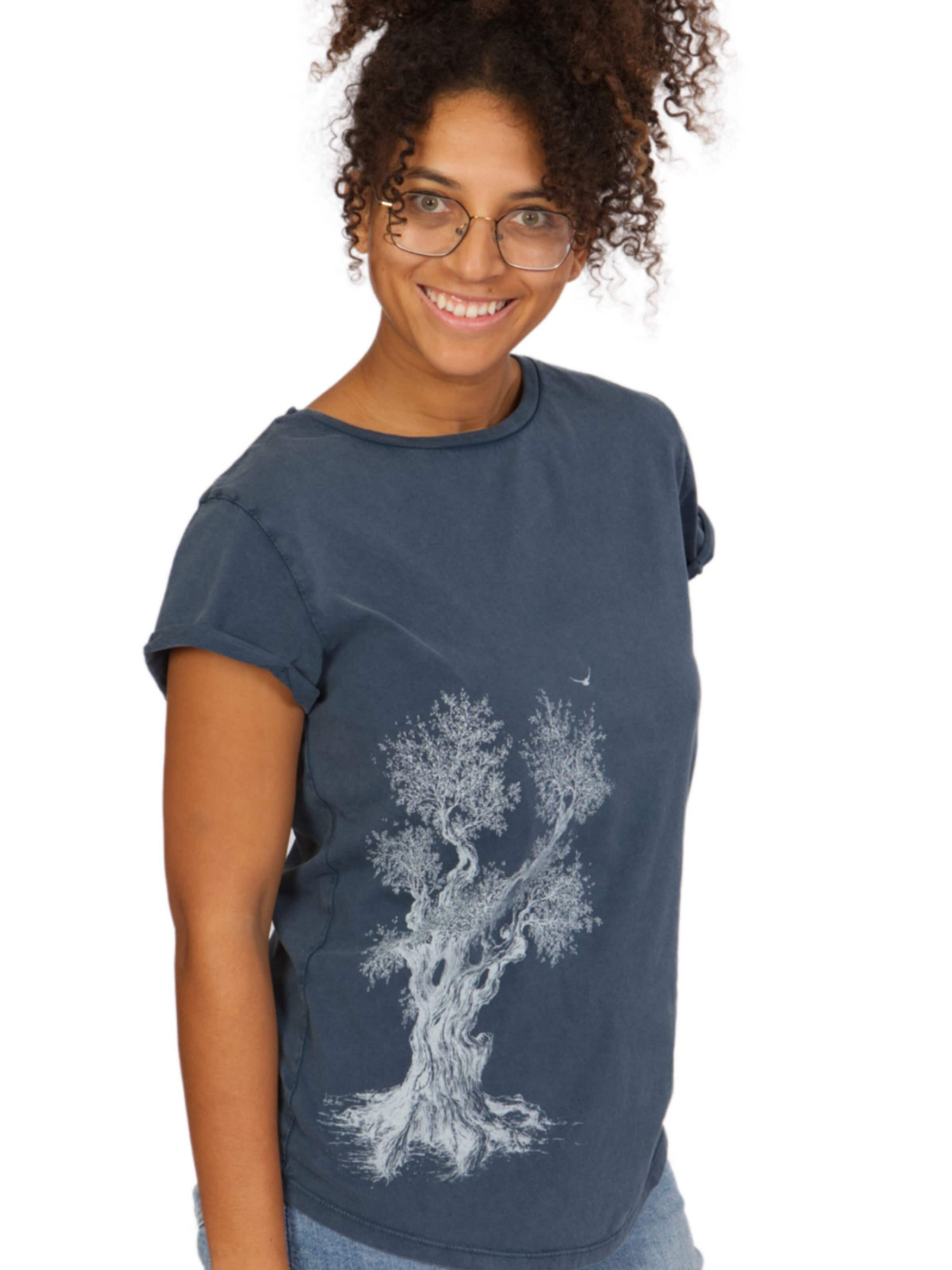 Life-Tree Shirt 'Organic Fairwear  Olive Tree'‌‌‌‌‌‌ in Blau